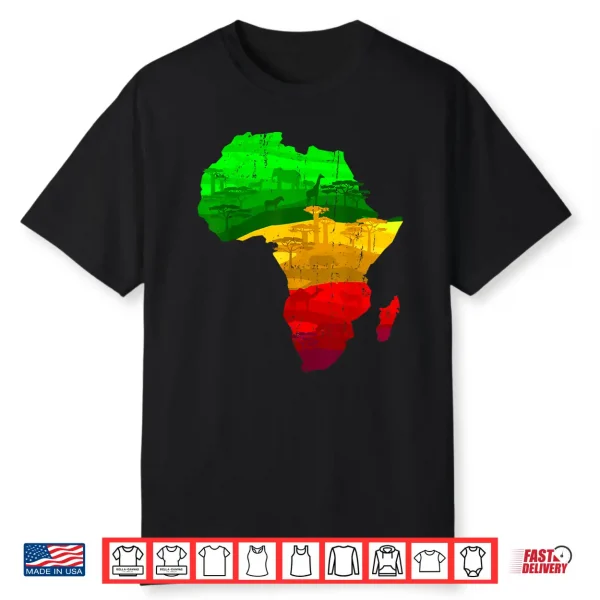 Proud Africa Map Green Yellow Red African Pride Juneteenth Shirt