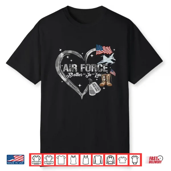 Proud Air Force Brother In Law Us Camo Heart Family Matching Shirt
