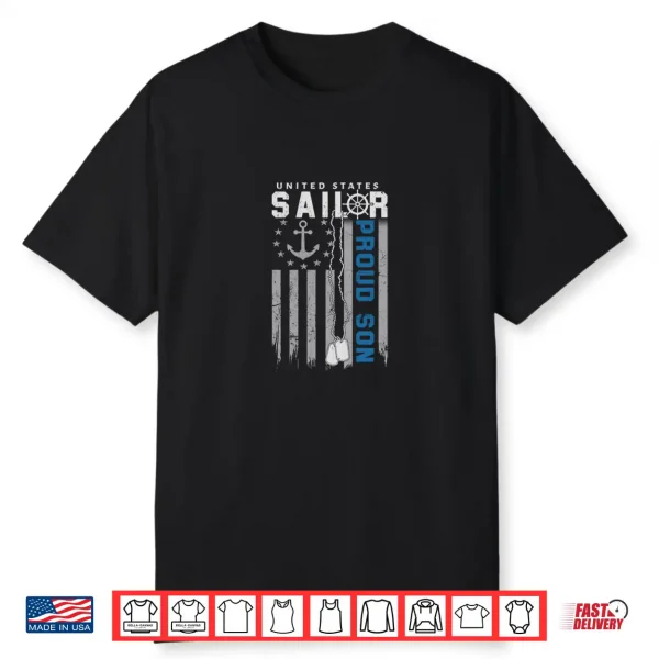 Proud Son Of A Us Sailor Nautical Flag Usa Family Matching Shirt