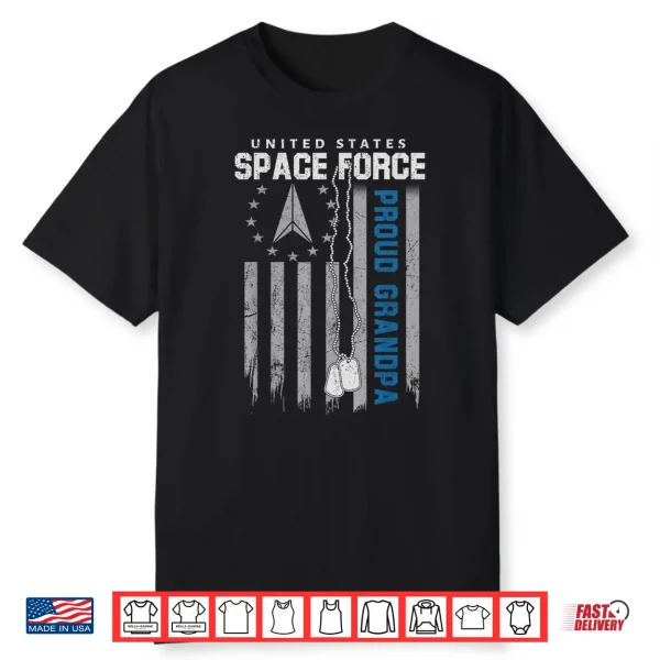 Proud Us Space Force Grandpa Flag Usa Family Matching Shirt