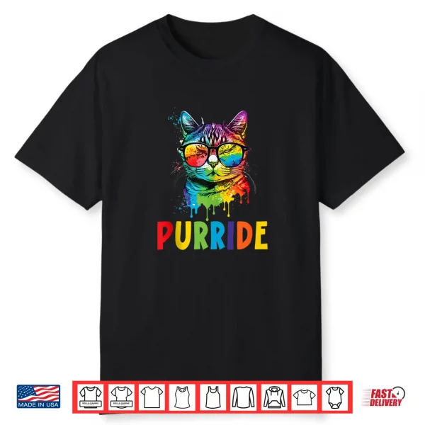 Purride Gay Rights Rainbow Pride Month Lgbtq Cat Whisperer Shirt