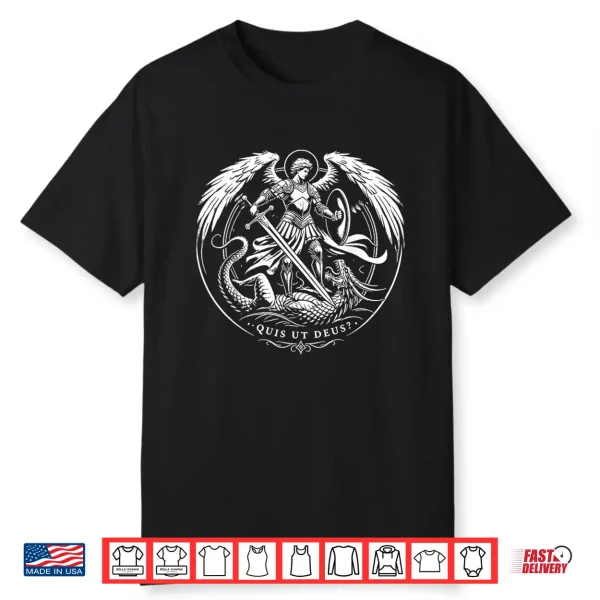 Quis Ut Deus St. Michael Defeating The Dragon Catholic Art Shirt