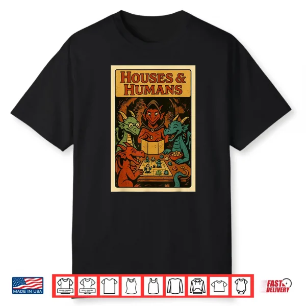 Rpg Gamer Houses And Humans Dice Nerdy Geek Men Women Kids Shirt