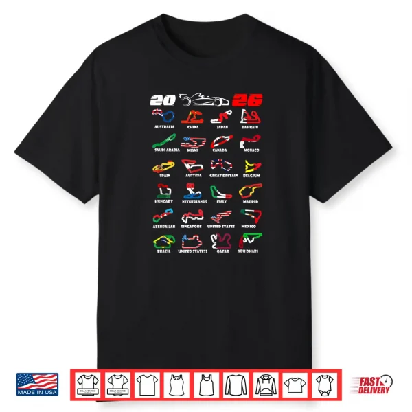 Race Car Enthusiast Motorsport Racing Fan World Flags Shirt