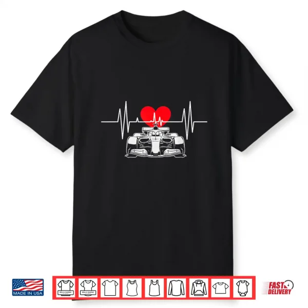 Race Car Heartbeat Heat Valentines Day Racing Kid Boy Men Shirt