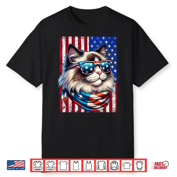 Ragdoll Cat American Flag Usa Patriotic 4Th Of July Cat Shirt