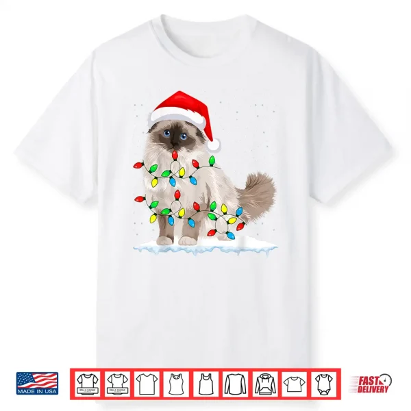 Ragdoll Cat Christmas Lights Xmas Cat Lover Shirt