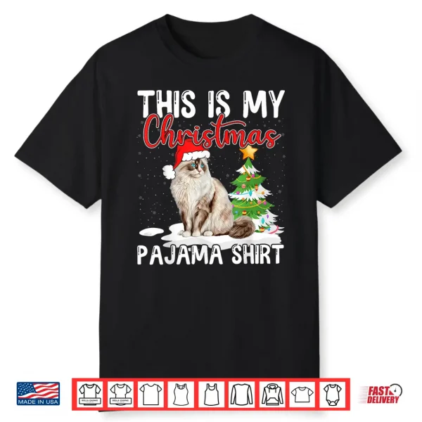 Ragdoll Cat Christmas Pajama Shirt Cute Holiday Funny Design Men Women Kids Shirt