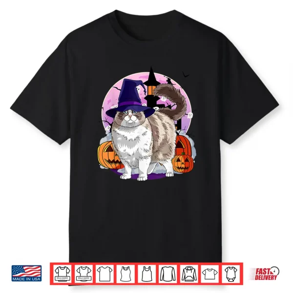 Ragdoll Cat Cute Halloween Witch Pumpkin Shirt