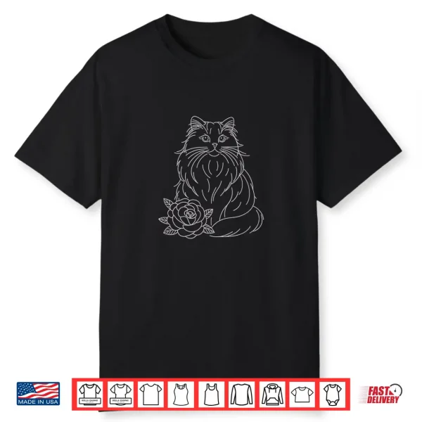 Ragdoll Cat Drawing Line Art Design Shirt