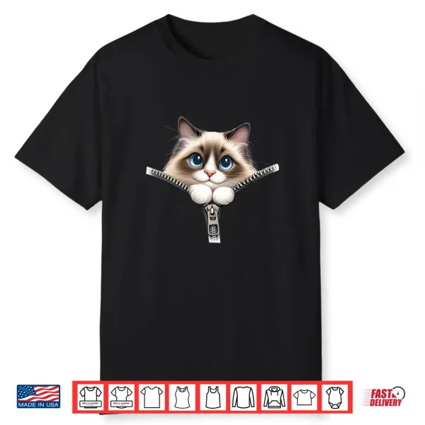 Ragdoll Cat Funny Zipper Cats Cute Kitty Lover Gift Shirt