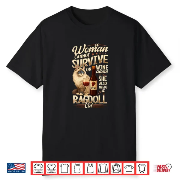 Ragdoll Cat Lover Ragdoll & Wine Cat Owner Shirt
