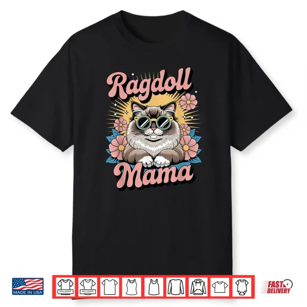 Ragdoll Cat Mama Floral Vintage 60S 70S Sunglasses Shirt
