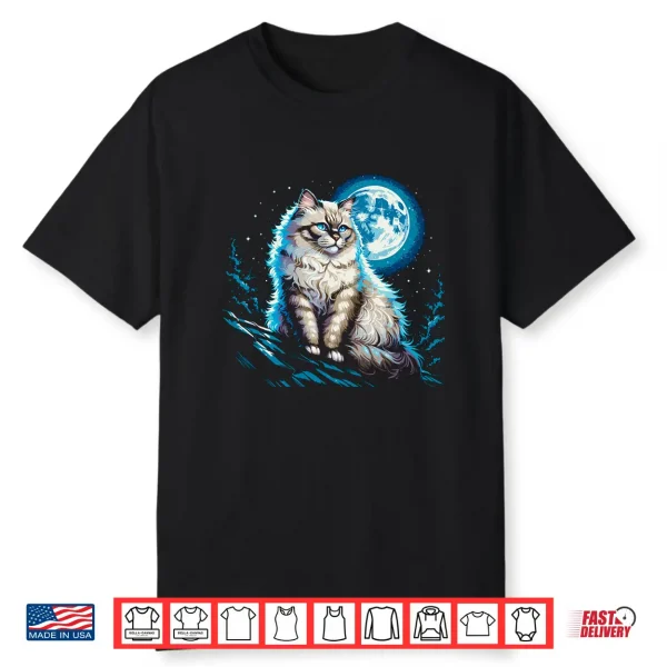 Ragdoll Cat Moonlit Rooftop Night Feline Spirit Shirt