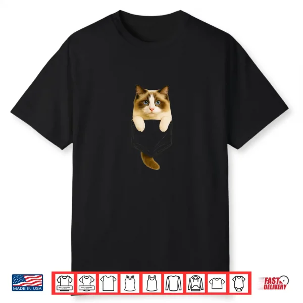 Ragdoll Cat Pocket Funny Gifts Cat Mom Cat Dad Cat Lover Shirt