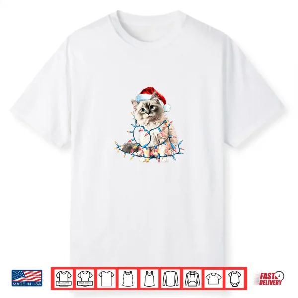 Ragdoll Cat Santa Xmas Lights Funny Christmas Shirt