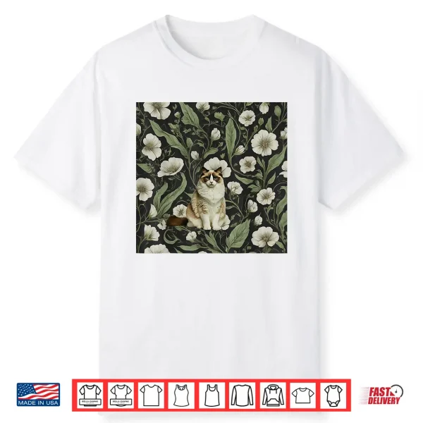 Ragdoll Cat White Vintage Flower Summer Shirt