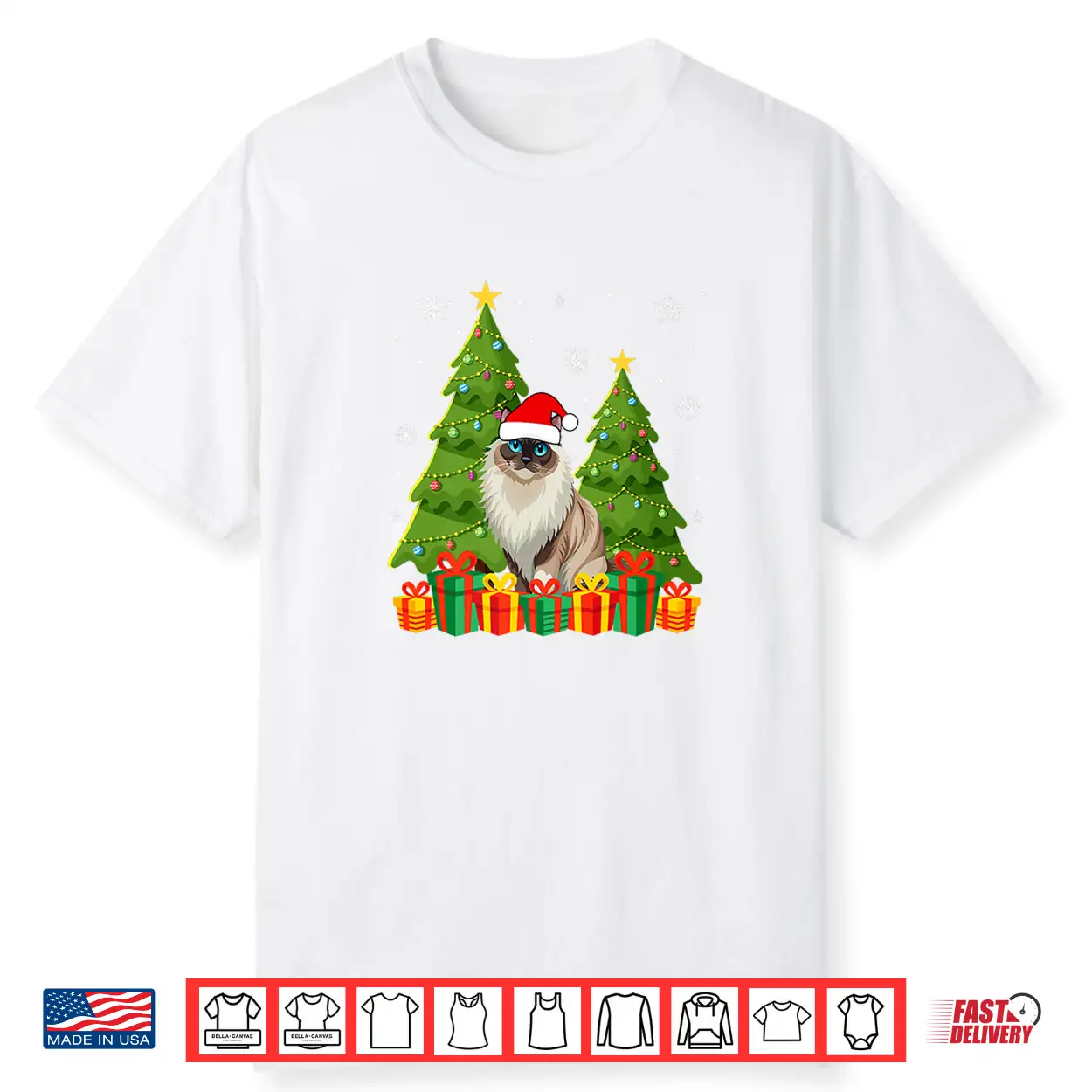 Ragdoll Cat Xmas Tree Lights Santa Hat Ugly Christmas Shirt Ragdoll Cat Xmas Tree Lights Santa Hat Ugly Christmas Shirt
