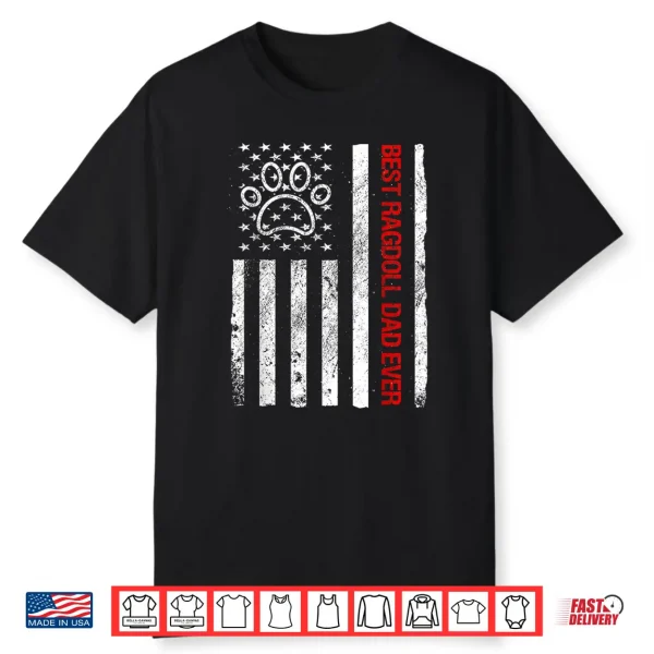 Ragdoll Dad Usa Flag Cat Funny Ragdoll Cat Owner Lovers Shirt