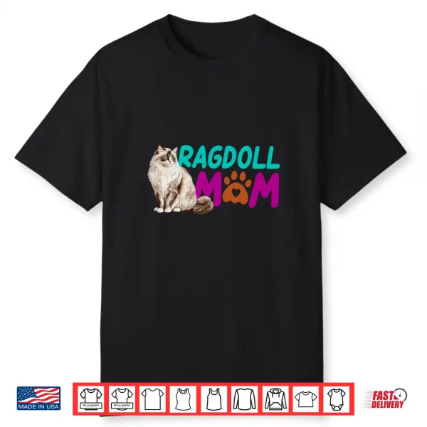 Ragdoll Mom Cat Lover Cute Paw Print Graphic Tee For Women Shirt