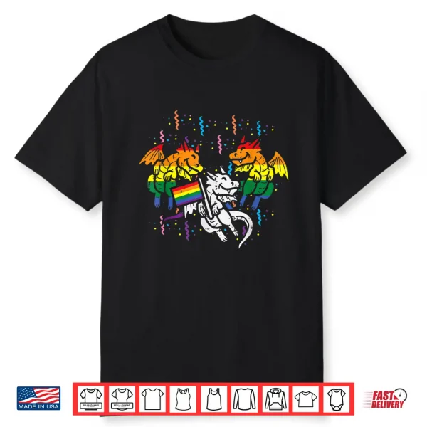 Rainbow Flag Dragons Lgbt Pride Month Gay Ally Animal Shirt