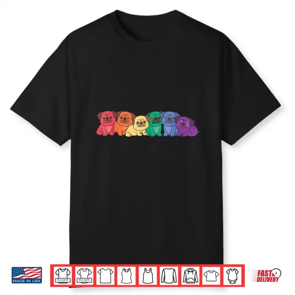 Rainbow Flag Pride Month Lgbtq Rainbow Pug Shirt