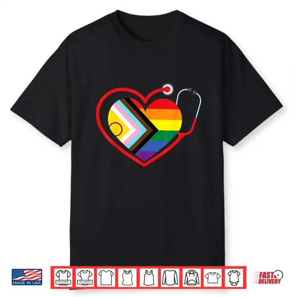 Rainbow Heart Lgbtq+ Doctor Nurse Medical Pride Month Squad Shirt