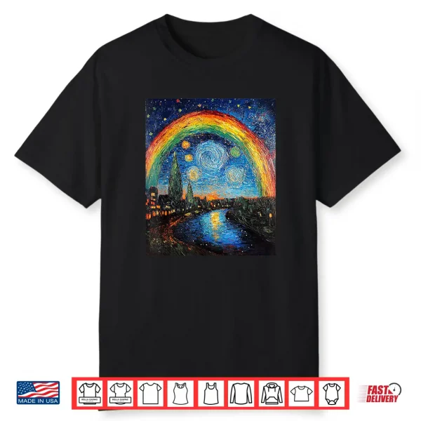Rainbow Lgbt Pride Month Van Gogh Style Starry Night Shirt