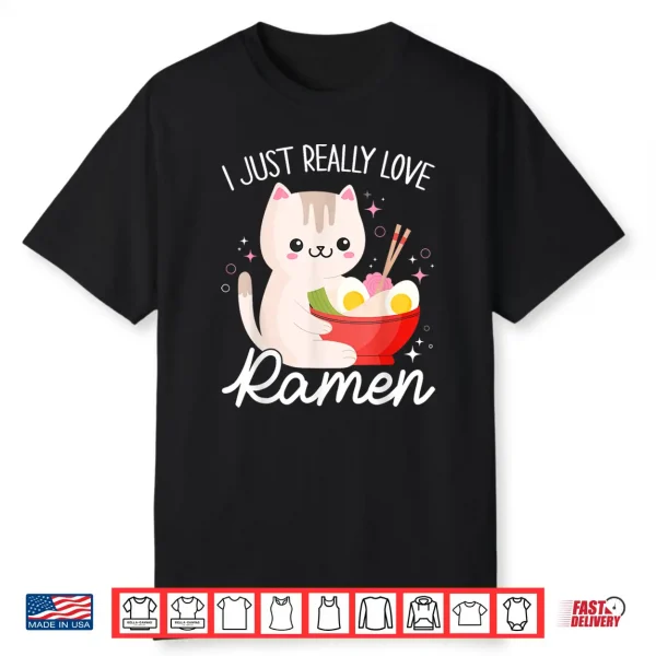 Ramen Cat Anime Shirt Kawaii Clothes Otaku Clothing Manga Shirt