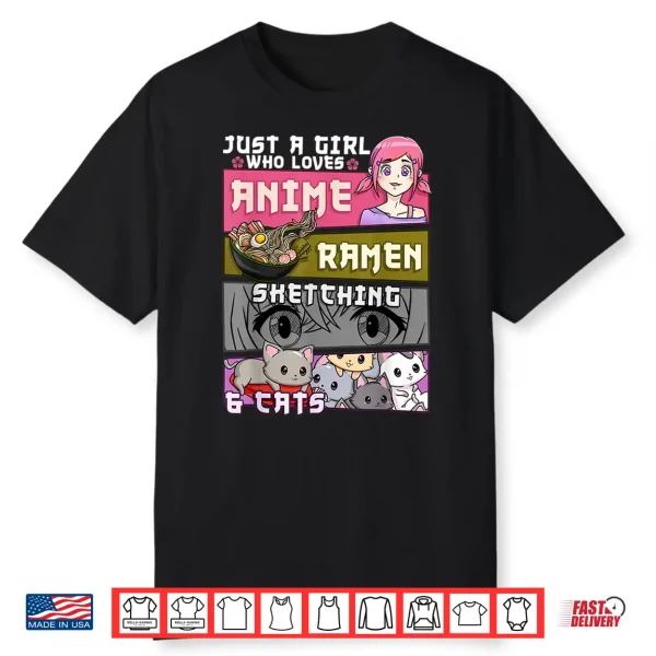 Ramen Cat Anime Sketching Just A Girl Who Loves Shirt