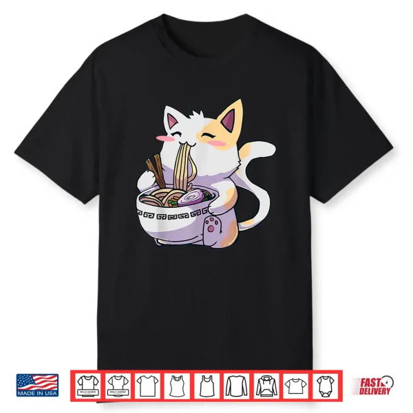 Ramen Shirt Cat Tshirt Kawaii Anime Tee Japanese Gift