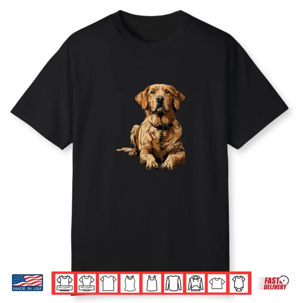 Red Golden Retriever Dog Illustration Shirt