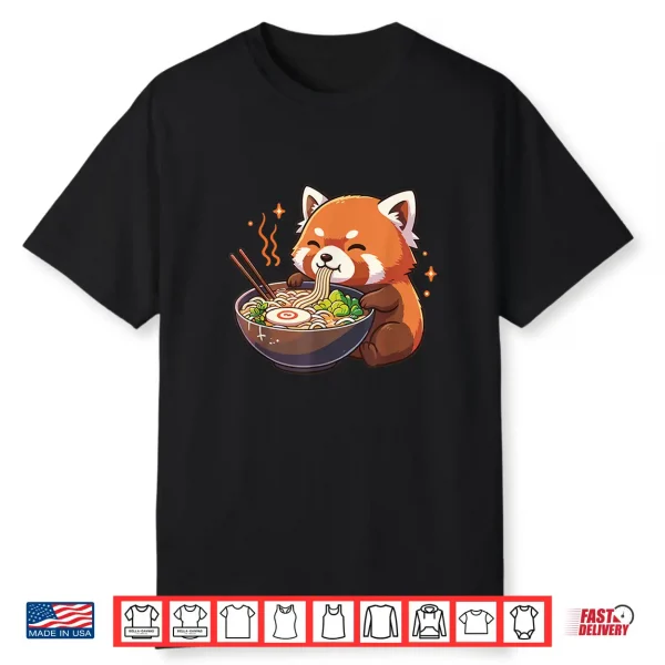 Red Panda With Noodles Ramen Kawaii Red Panda Shirt