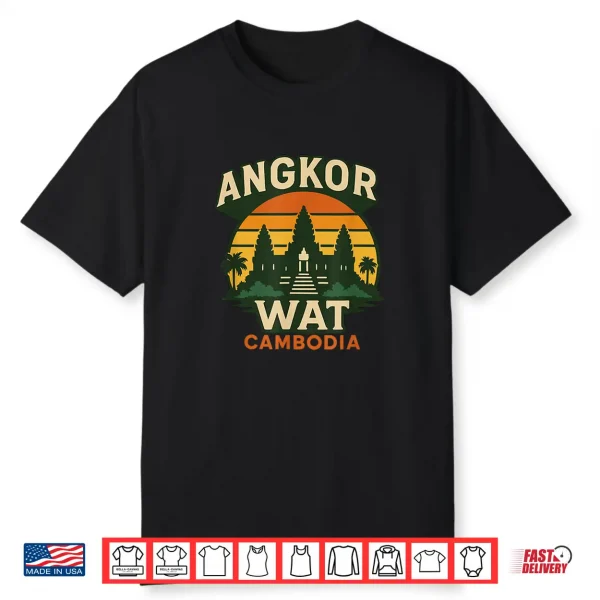 Retro Cambodia Design Angkor Wat Temple South East Asia Shirt