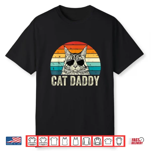 Retro Cat Daddy Vintage Distressed Maine Coon Cat Dad Shirt