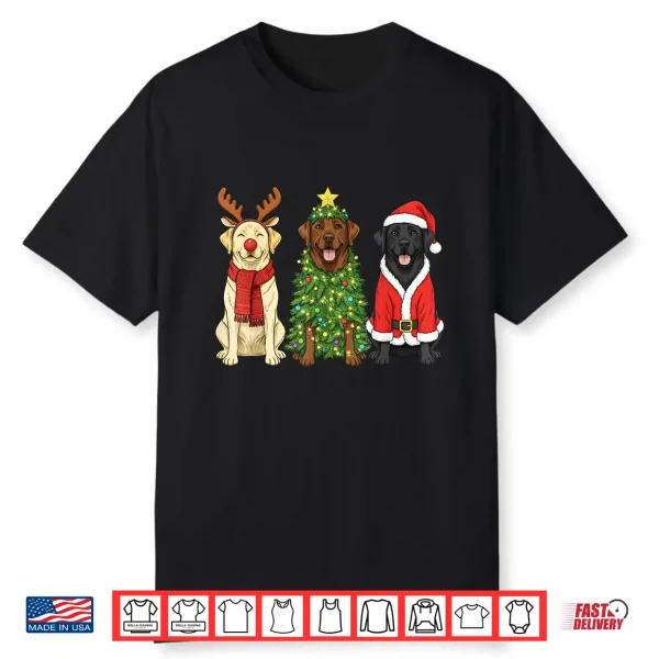 Retro Christmas Labrador Retriever Santa Reindeer Dog Lover Shirt