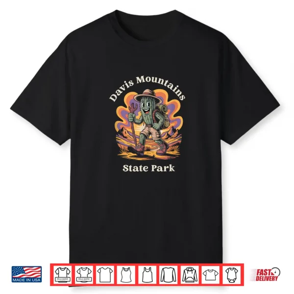 Retro Groovy Davis Mountains State Park Texas Hiking Cactus Shirt