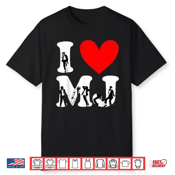 Retro I Love M J Heart M J Shirt