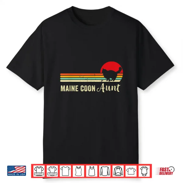 Retro Maine Coon Aunt Proud Cat Pet Owner Maine Coon Mom Shirt