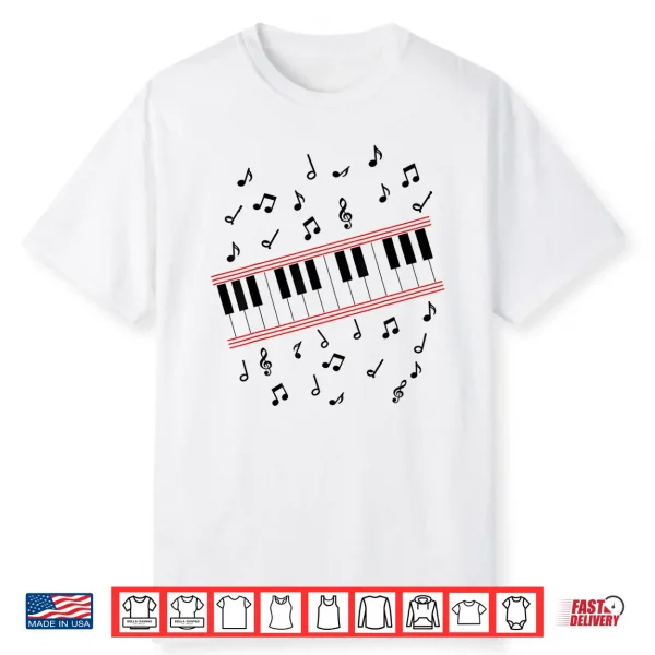 Retro Piano Keyboard Music Notes 80S Vibe Shirt