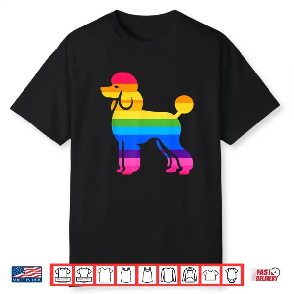 Retro Poodle Rainbow Lgbt Lesbian Gay Pride Poodle Shirt
