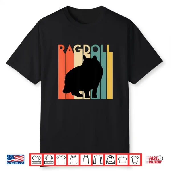 Retro Ragdoll Cat Silhouette Vintage Feline Cat Lover Gift Shirt
