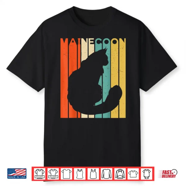 Retro Vintage Maine Coon Cat Silhouette Maine Coon Lover Shirt