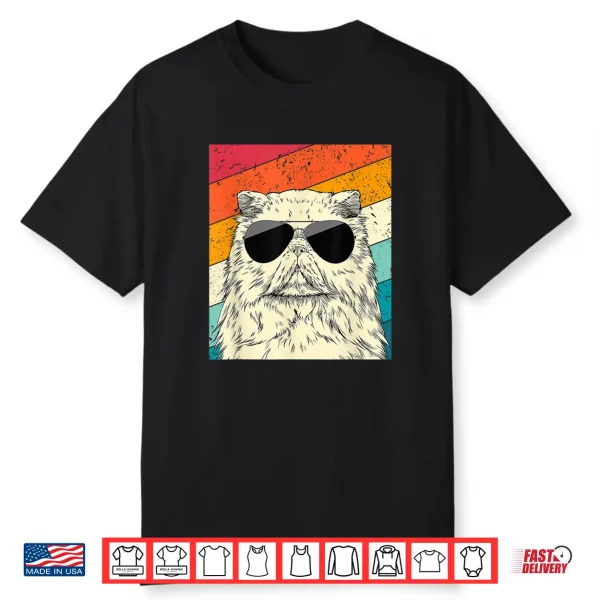 Retro Vintage Persian Cat With Sunglasses Cat Lovers Shirt