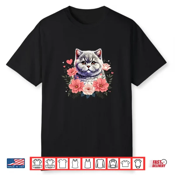 Roses Flowers British Shorthair Cat Shirt