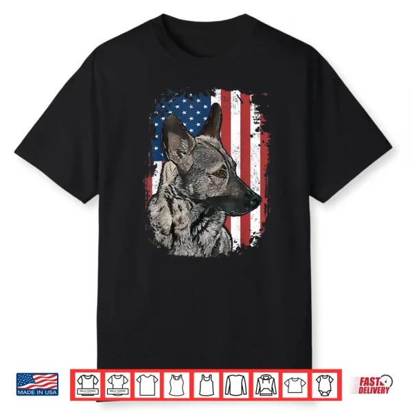 Sable German Shepherd American Flag Patriotic Dog Shirt