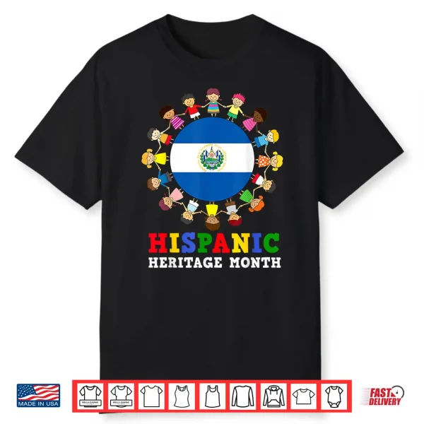 Salvadoran Flag Hispanic Heritage El Salvador Boy Girl Kids Shirt