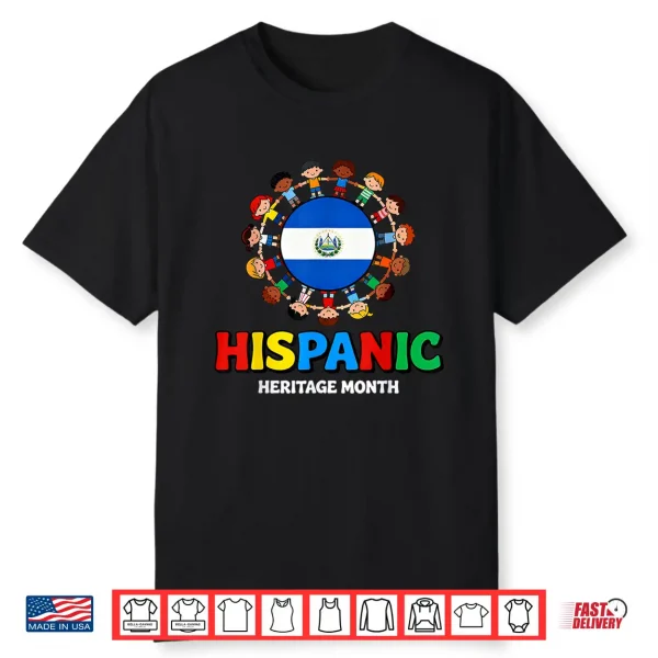 Salvadoran Flag Hispanic Heritage Salvador Boy Girl Kid Shirt