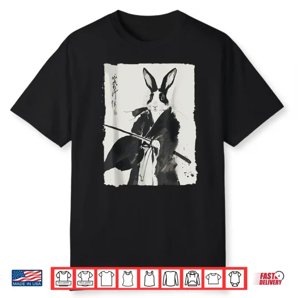 Samurai Bunny Shirts For Women Men Vintage Graphic Japanese Shirt