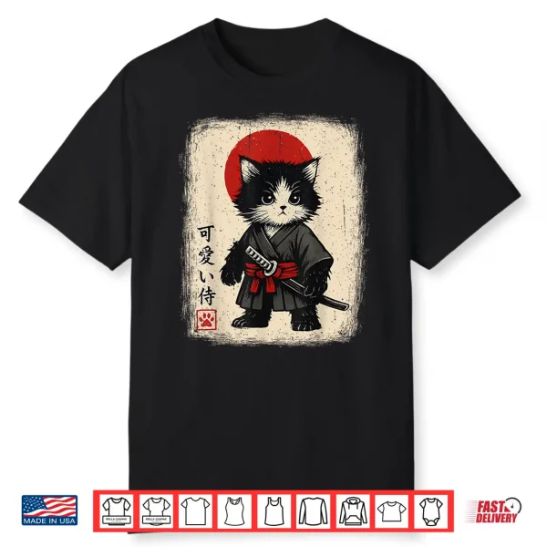 Samurai Cat Japanese Vintage Kawaii Funny Cats Shirt